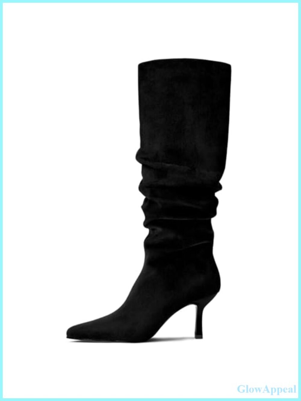 Women's Knee High Suede Boots Pointed Toe Kitten Heel Ruched Slouch Fall Winter